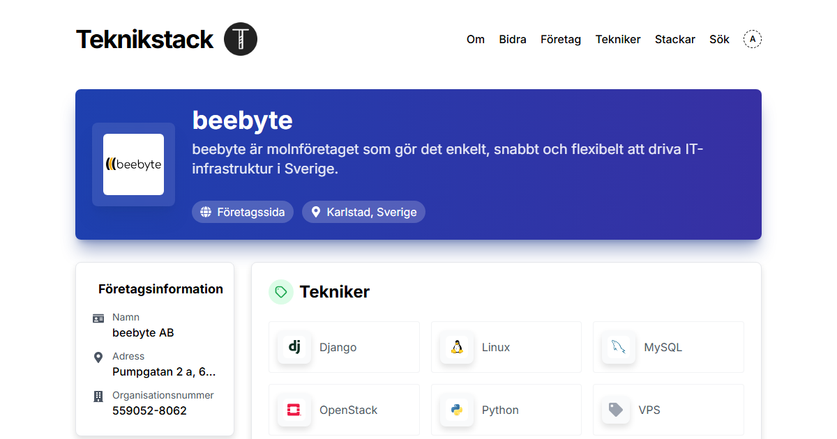 Teknikstack hos beebyte - teknikstack.se