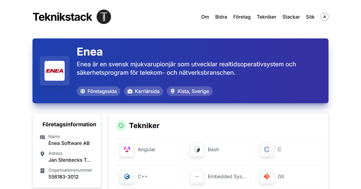 Teknikstack hos Enea - teknikstack.se