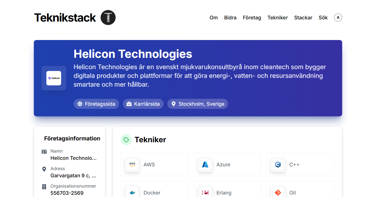 Teknikstack hos Helicon Technologies - teknikstack.se