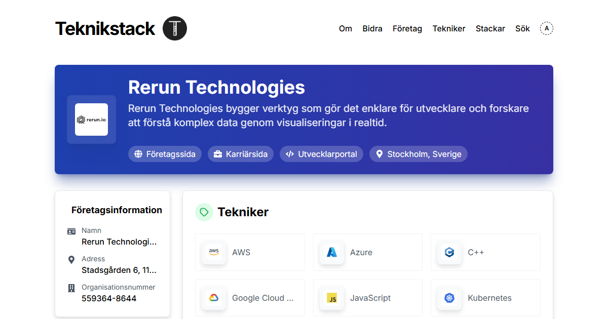 Rerun Program Teknikstack hos Rerun Technologies - teknikstack.se