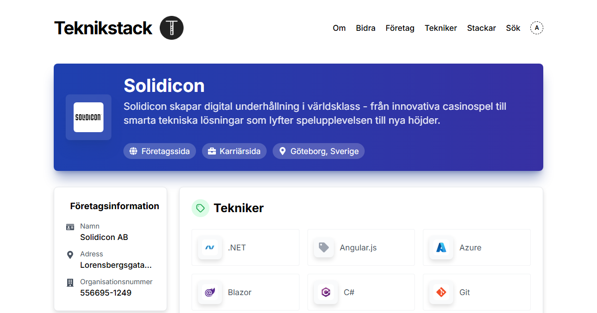 Teknikstack hos Solidicon - teknikstack.se