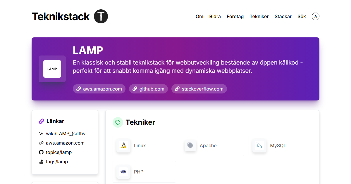 Teknikstack med LAMP - teknikstack.se