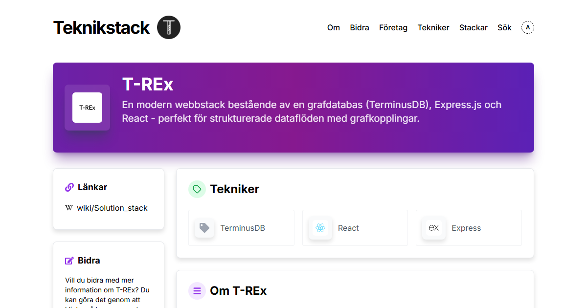 Teknikstack med T-REx - teknikstack.se
