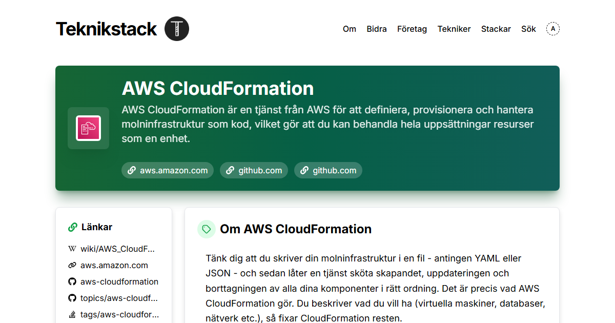 Teknikstack för AWS CloudFormation - teknikstack.se