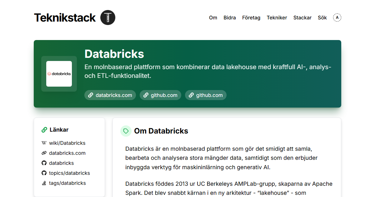 Teknikstack för Databricks - teknikstack.se