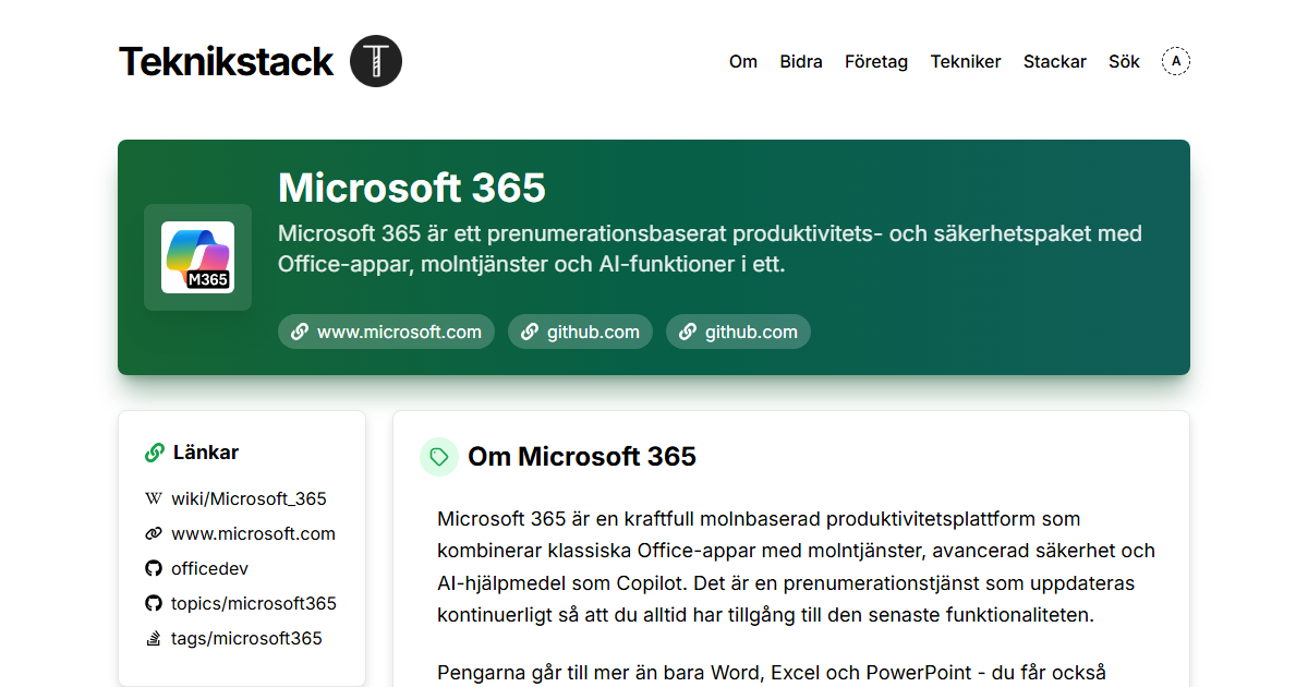 Teknikstack för Microsoft 365 - teknikstack.se