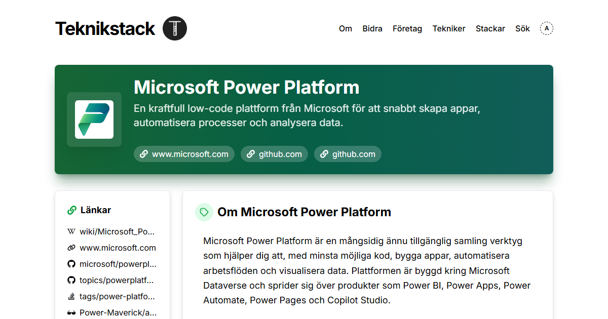 Teknikstack för Microsoft Power Platform - teknikstack.se